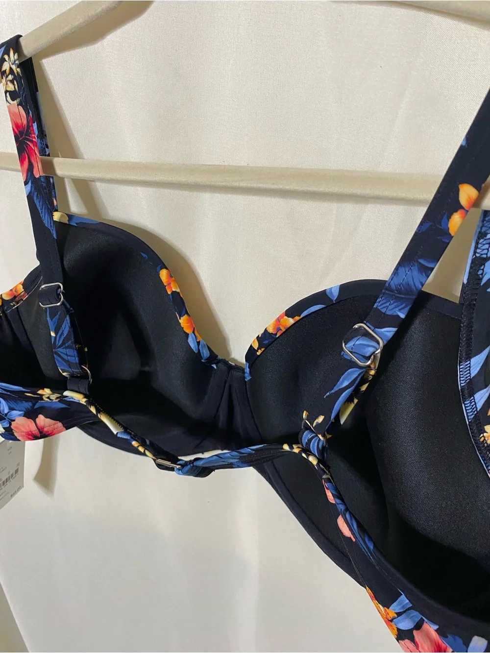 NWT Lands’ End Blk/Floral Top/ Blue Bottom Two Piece Bikini Swimwear/ Swimsuit